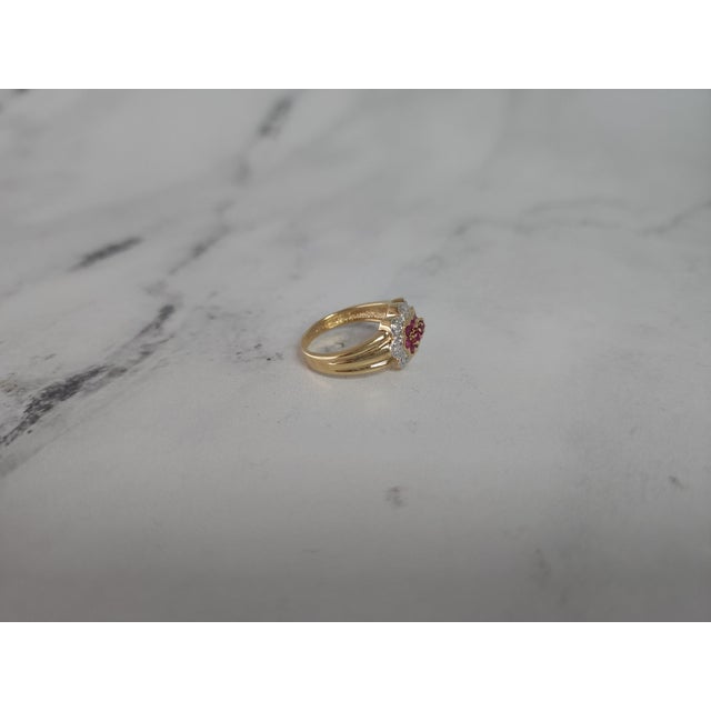 2020s Ruby & Diamond Pave Ring .70cttw 14K Yellow Gold, Size 8 For Sale - Image 5 of 5