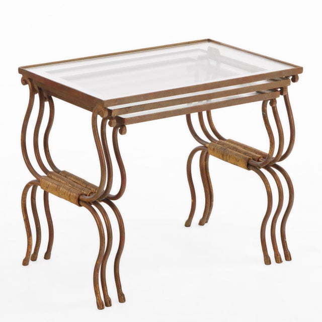 A Set of French Gilt Iron Nesting Tables, C 1950. For Sale - Image 4 of 7