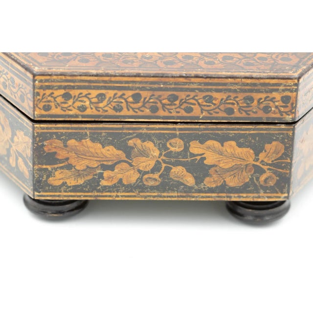 English Mid 19th Century English Playing Card Penwork Games Box For Sale - Image 3 of 12