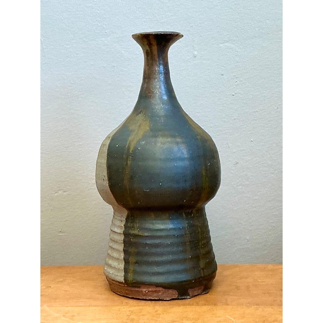 Vintage Textured Studio Pottery Vase For Sale - Image 9 of 17