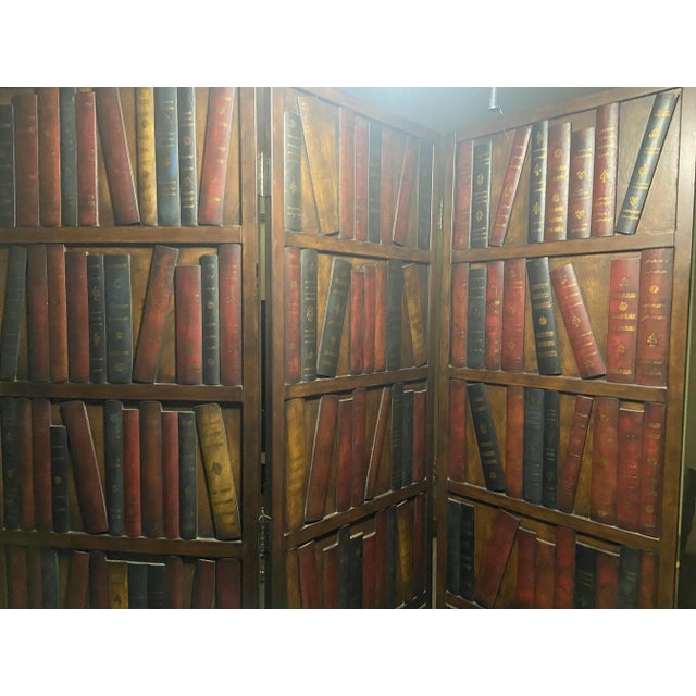 Maitland Smith Style Leather Book Screen Room Divider For Sale - Image 9 of 14
