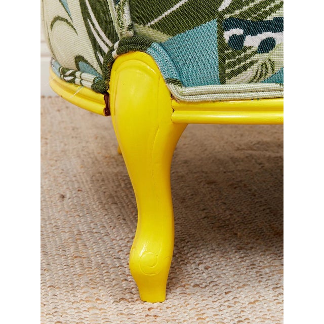 Textile Antique Yellow Painted Wild Life Parlor Chair For Sale - Image 7 of 12