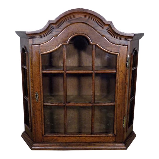 1950s French Country Oak Vitrine Hanging Wall Curio Cabinet Chairish