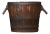 Oval-Shaped Log Bin with Oak Frame and Iron Bands For Sale