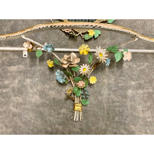 Mid 20th Century Vintage Tole Floral Mirror and Shelf For Sale - Image 5 of 13