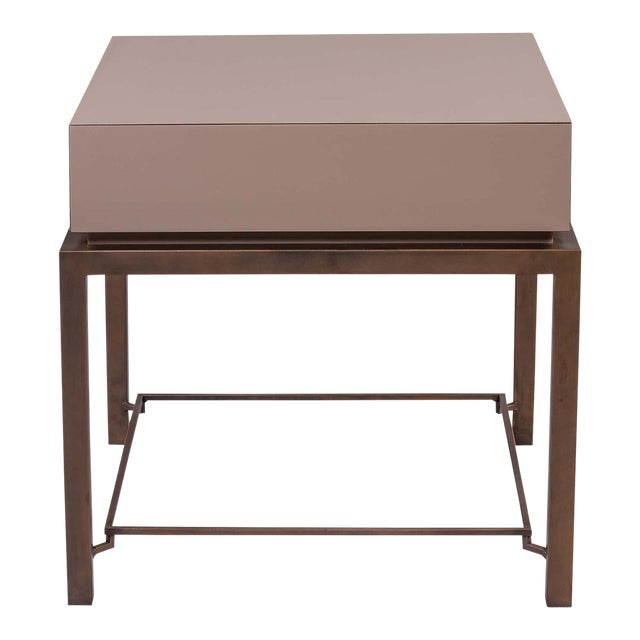 Handsome Modern Robert Marinelli Lacquer Side Table For Sale