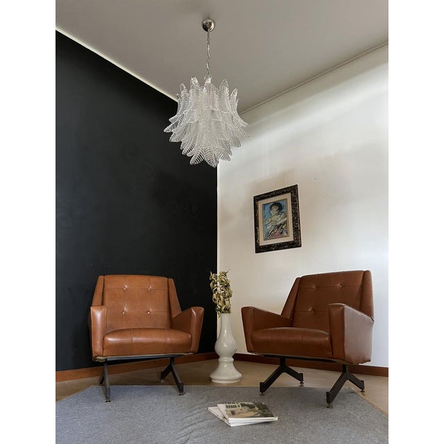 Italian Murano Trasparent Felci Glass Chandelier, 1990 For Sale - Image 8 of 18