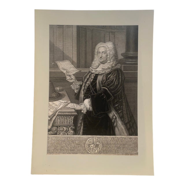 18th-Century German Engraving Portrait of Johannes Sigismun Holzschuher. Reproduction Print For Sale