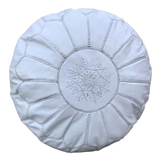 Moroccan Leather Pouf Cover For Sale