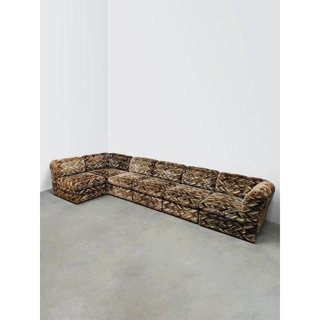 Vintage Modular Sofa with Geometric Pattern, 1970s, Set of 6 For Sale - Image 6 of 9