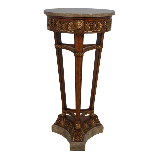 Maitland Smith Large Marble Top Neoclassical Pedestal For Sale