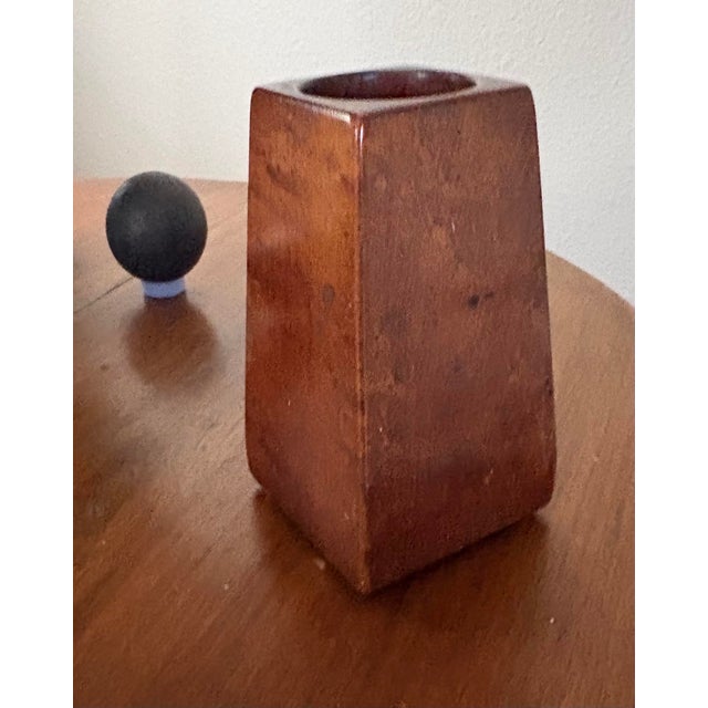 Vintage (1960’s) Custom Hand-Carved Mahogany Paint Brush Holder, 6.25” High, See 2nd Photo For Sale - Image 9 of 10