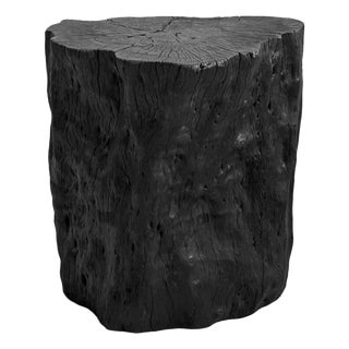 Black Natural Form Organic Modern Stump Stool / Side Table For Sale