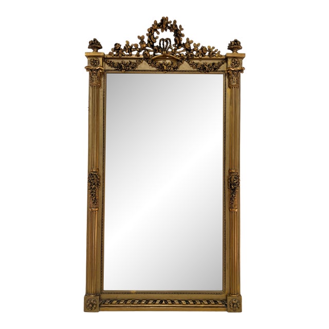 19th Century French Louis XVI Carved and Giltwood Mirror For Sale