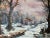 Vintage Winter Cabin in the Woods Landscape Oil Painting, Signed For Sale - Image 9 of 12