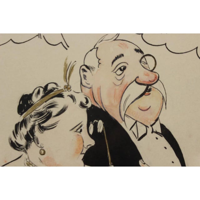 Fabulous original watercolour illustration art by Clair Forster (19)55 depicting a trio of eccentric British aristocrats...