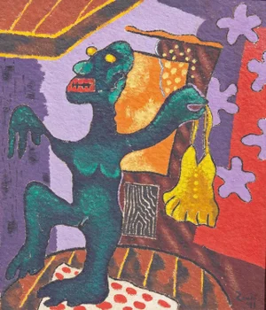 Abstract American Modernist Oil Painting "My Dancing Shoes" by Zoute 1941