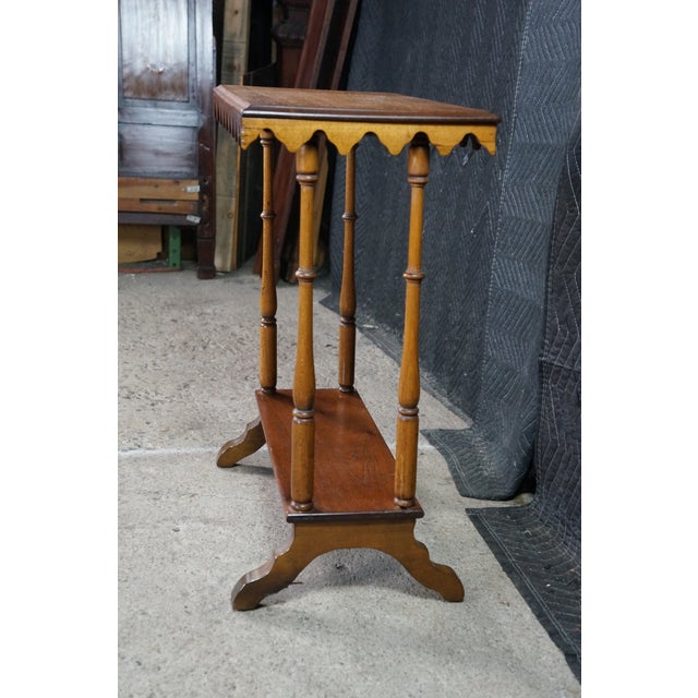 Antique Victorian Eastlake 2 Tier Walnut Hall Side Table Sawtooth Apron 25" For Sale - Image 9 of 18