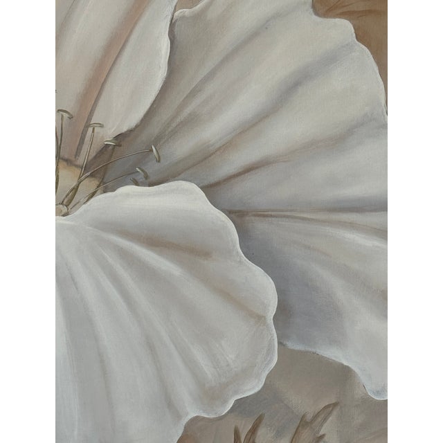 White 1980’s Sherry J Felix Large Acrylic on Canvas of a White Flower For Sale - Image 8 of 16