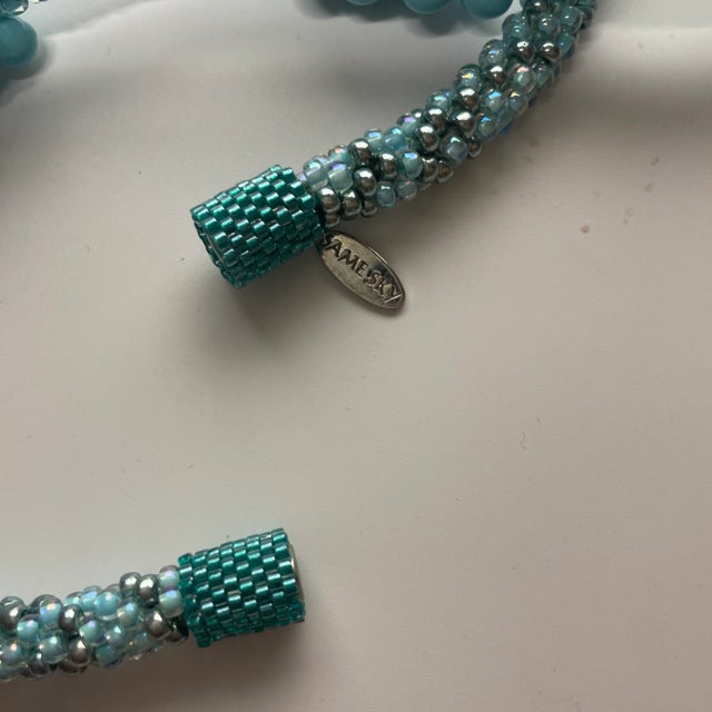 Glass Turquoise Glass African Bead Hope Necklace by Same Sky For Sale - Image 7 of 7