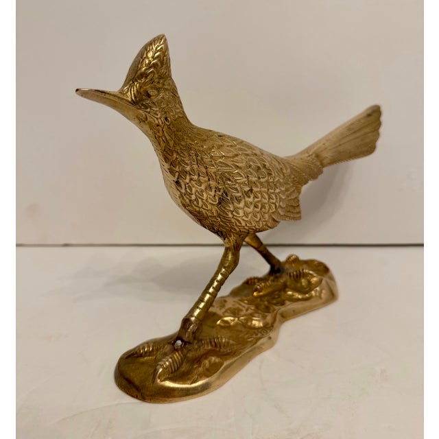 Vintage Mid Century Brass Roadrunner Bird Sculpture For Sale In New York - Image 6 of 12
