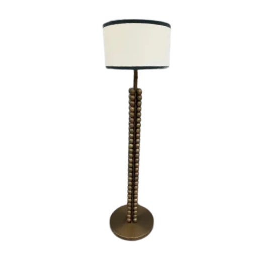 Modern Textured Brass Tower Floor Lamp With Shade For Sale