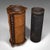 This is an antique cylindrical stick stand. An English, oak and bergère reception hall umbrella bin, dating to the...