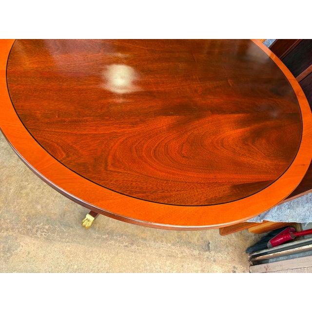 Brown Stickley Georgian Style Inlaid Mahogany Pedestal Base Dining Table or Center Table For Sale - Image 8 of 18