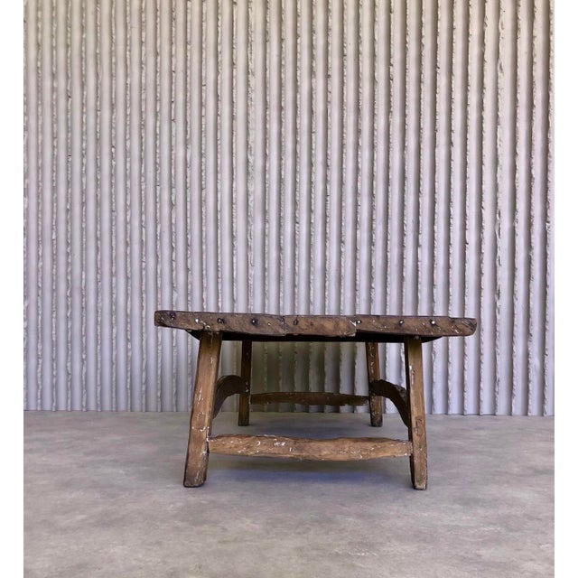 Rustic Wabi-Sabi Reclaimed Wood Coffee Table, France, 1940s For Sale - Image 3 of 6