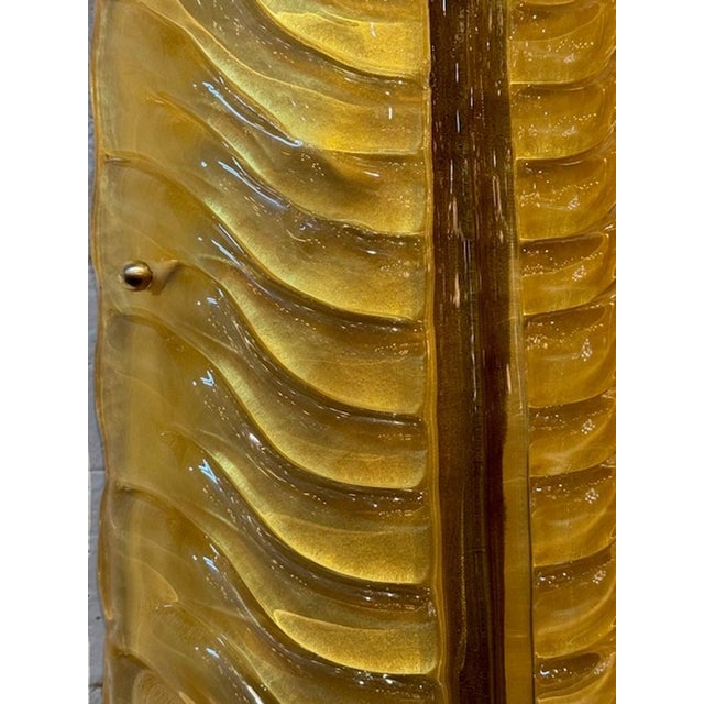 Pair of Modern Large Scale Leaf Form Murano Glass Sconces For Sale - Image 4 of 5