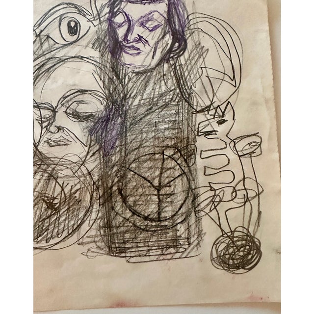 Eddie Martínez Original Drawing Signed Graphite on Paper Outsider Modern Art For Sale In New York - Image 6 of 7