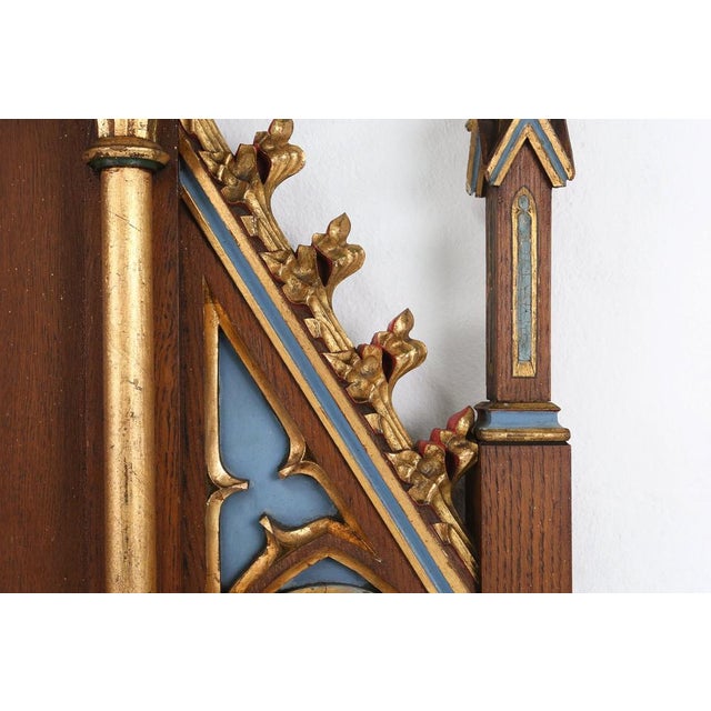 Neo-Gothic French Polychrome and Gilt Wooden Church Steeple with Niche for Saint Statue, 1800s For Sale - Image 14 of 18