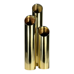 Vintage Mid Century Modern Brass Cylinder Candle Holder Candlesticks