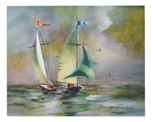 Zigmunds Snore, Sails, Watercolor on Paper