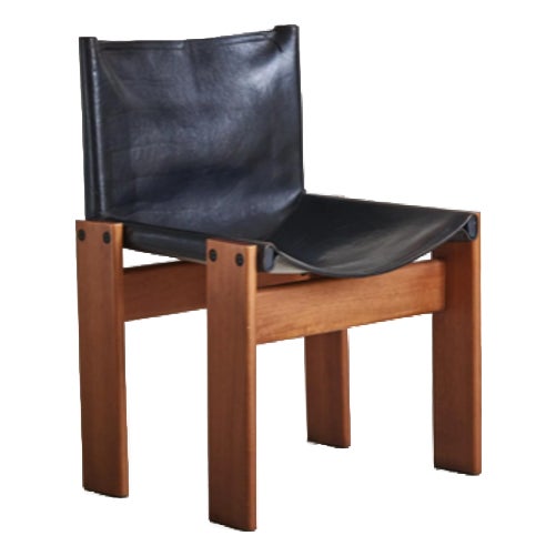 Italian 'Monk' Chair in Black Leather by Afra & Tobia Scarpa, 1974 For Sale