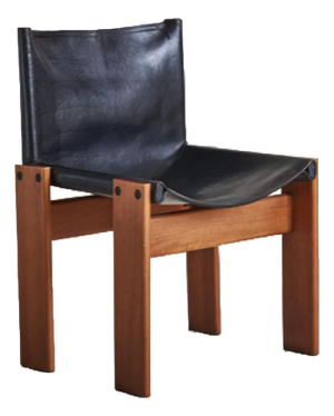 Italian 'Monk' Chair in Black Leather by Afra & Tobia Scarpa, 1974