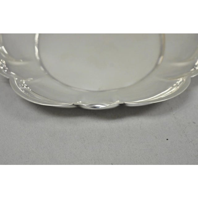 Vintage Gorham Yc 644 Engraved Silver Plated Small Scalloped Serving Dish For Sale - Image 9 of 13