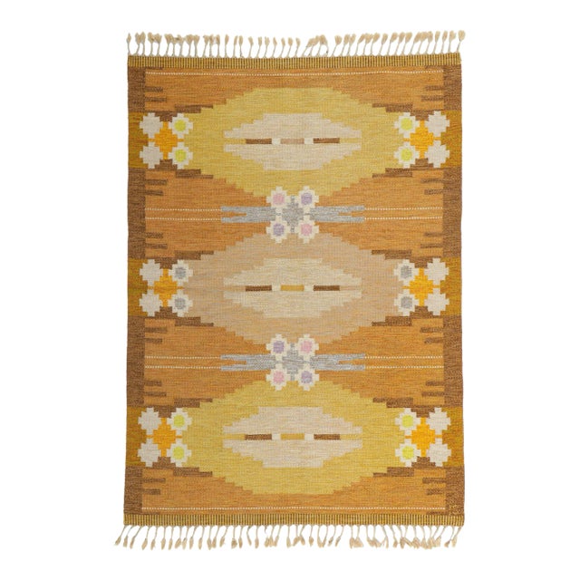 Ingegerd Silow Swedish Rollakan Rug Örbyhus Gul - 05'06 X 07'09 For Sale