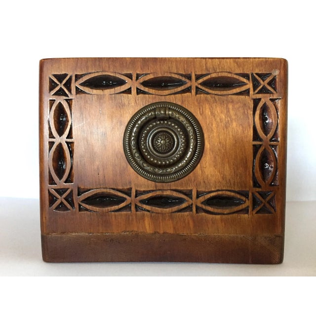 Mid 20th Century Vintage American Folk Art Handcrafted Wood Box by Sue Corbett For Sale - Image 4 of 9