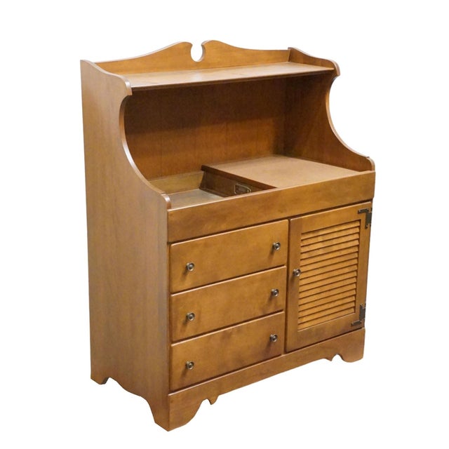 ETHAN ALLEN / BAUMRITTER Heirloom Nutmeg Maple Colonial Early American 36" Dry Sink Server w. Shutter Door Cabinet 46.5"...