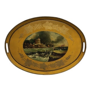 Antique Hand-Painted Tole Tray For Sale