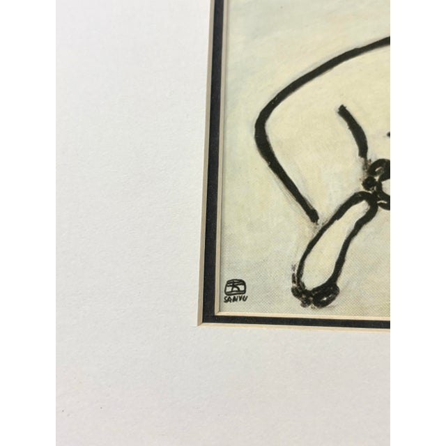 Sleek, modernist print of a reclining nude by the renowned artist Sanyu (Chang Yu), "Chinese Matisse." It perfectly...