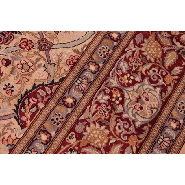 1990s Shabby Chic Pak-Persian Tan/Red Wool Rug - 8'4'' X 10'3'' For Sale - Image 5 of 9