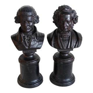 Vintage Ceramic Busts of Mendelssohn & Haydn - a Pair For Sale