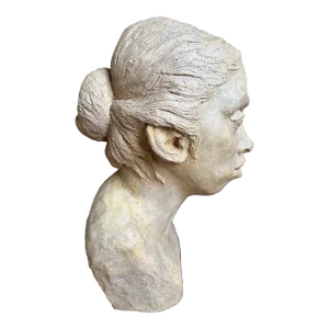 Vintage 1985 Signed Sculpture Bust /Head of Pensive Young Woman