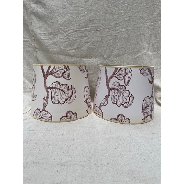 A matching pair of one of a kind hand drawn paper lamp shades featuring a “tree of life” style pattern inspired by Albert...