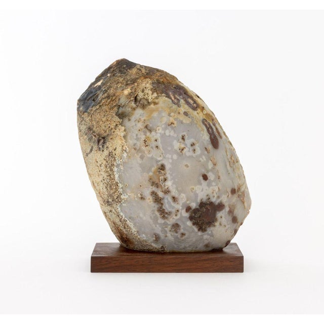 Gray Polished Banded Agate Mineral Specimen For Sale - Image 8 of 10