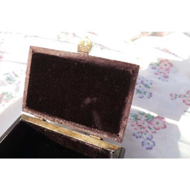 Vintage Camel Bone With Brass Fittings Decorative Trinket Box Velvet Lined For Sale - Image 11 of 15
