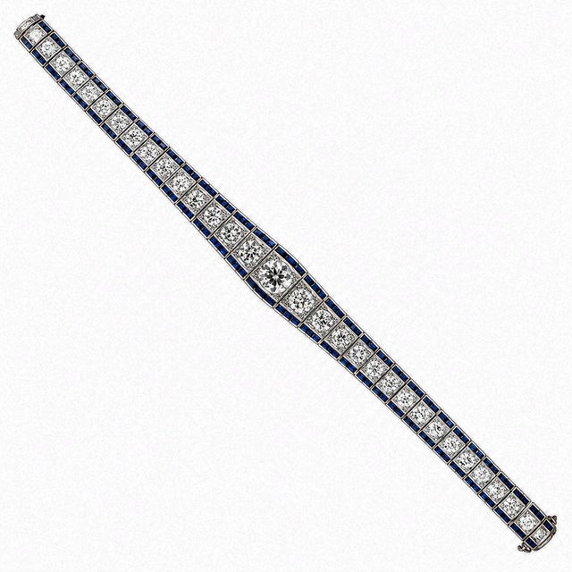 Art Deco Early 20th Century Platinum Art Deco Bracelet For Sale - Image 3 of 4