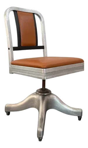 1950s Mid-Century Aluminum Leather Propeller Office Chair by Shaw Walker